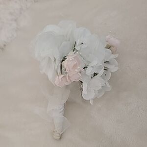 Bridal Wedding Bouquet White Pink Faux Pearl Floral